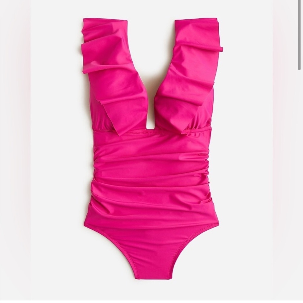 New J.Crew Pink Ruched One Piece Bathing Suit